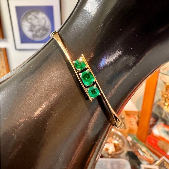 Solid 14k Gold Bracelet / Emerald / 7.7g / 7” wrist - Picture 3 of 10